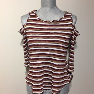 🖤5/$40!! Ripe brand stripe cold shoulder top 3/4 sleeve casual shirt